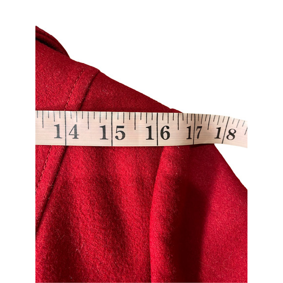 Twee PELLE Studio Womens Medium Button Wool Blend Red Walking Pea Mob Wife Coat - Picture 8 of 11
